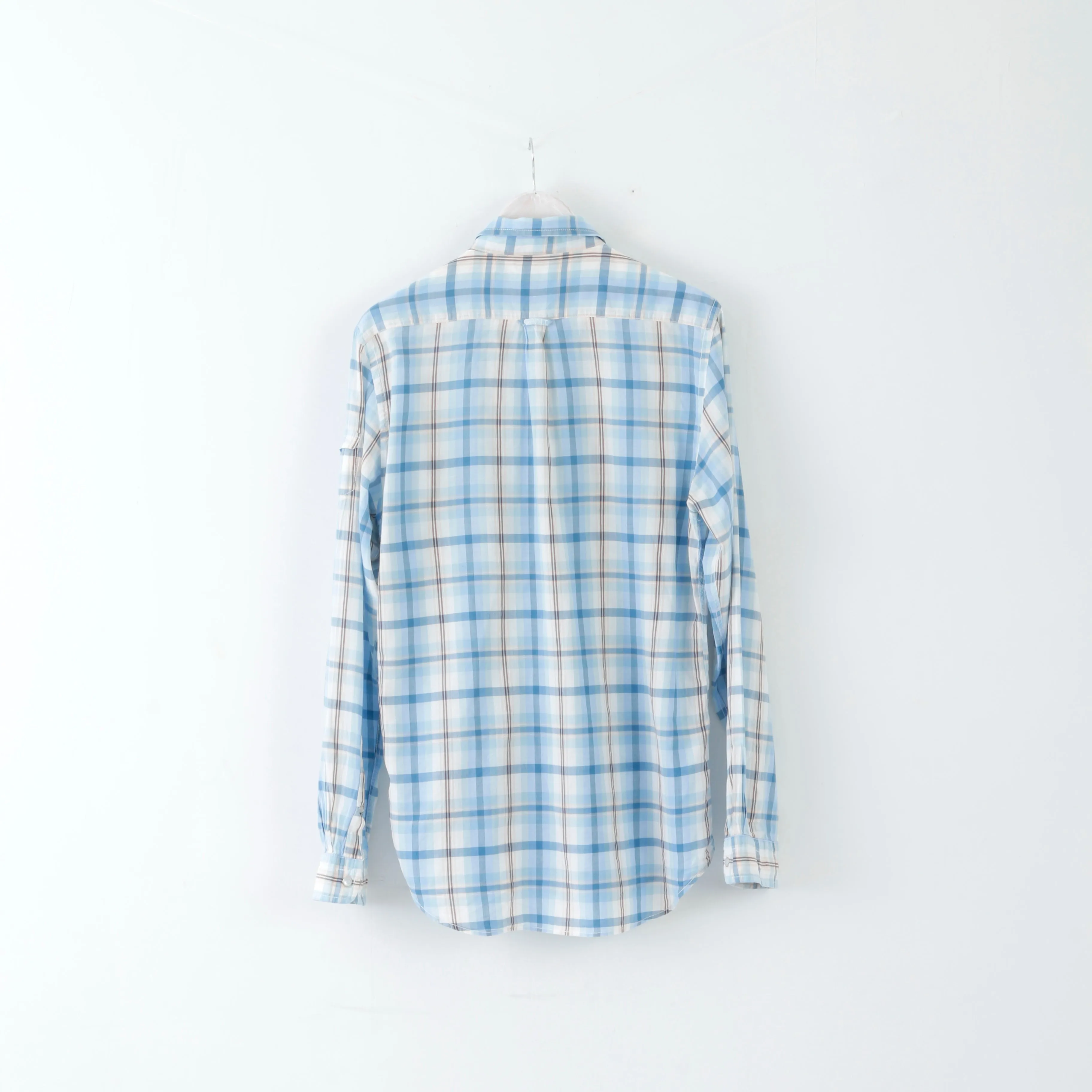 GANT Mens Casual Shirt L Long Sleeve Blue Cotton Checked Fitted