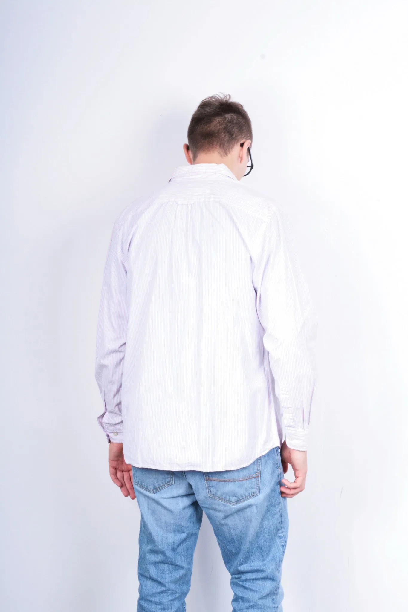 Gant Mens M Casual Shirt Striped White Cotton Liberty Bell Poplin Regular Fit