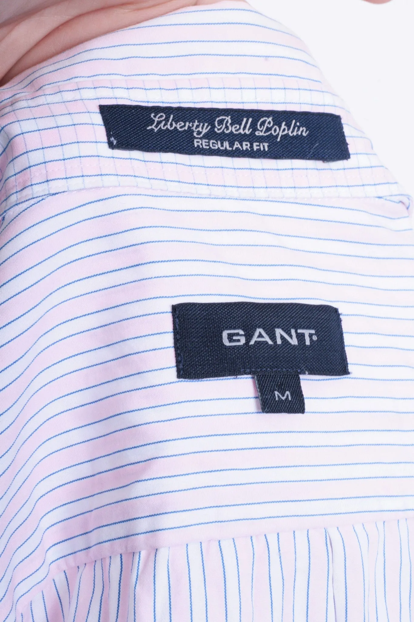 Gant Mens M Casual Shirt Striped White Cotton Liberty Bell Poplin Regular Fit