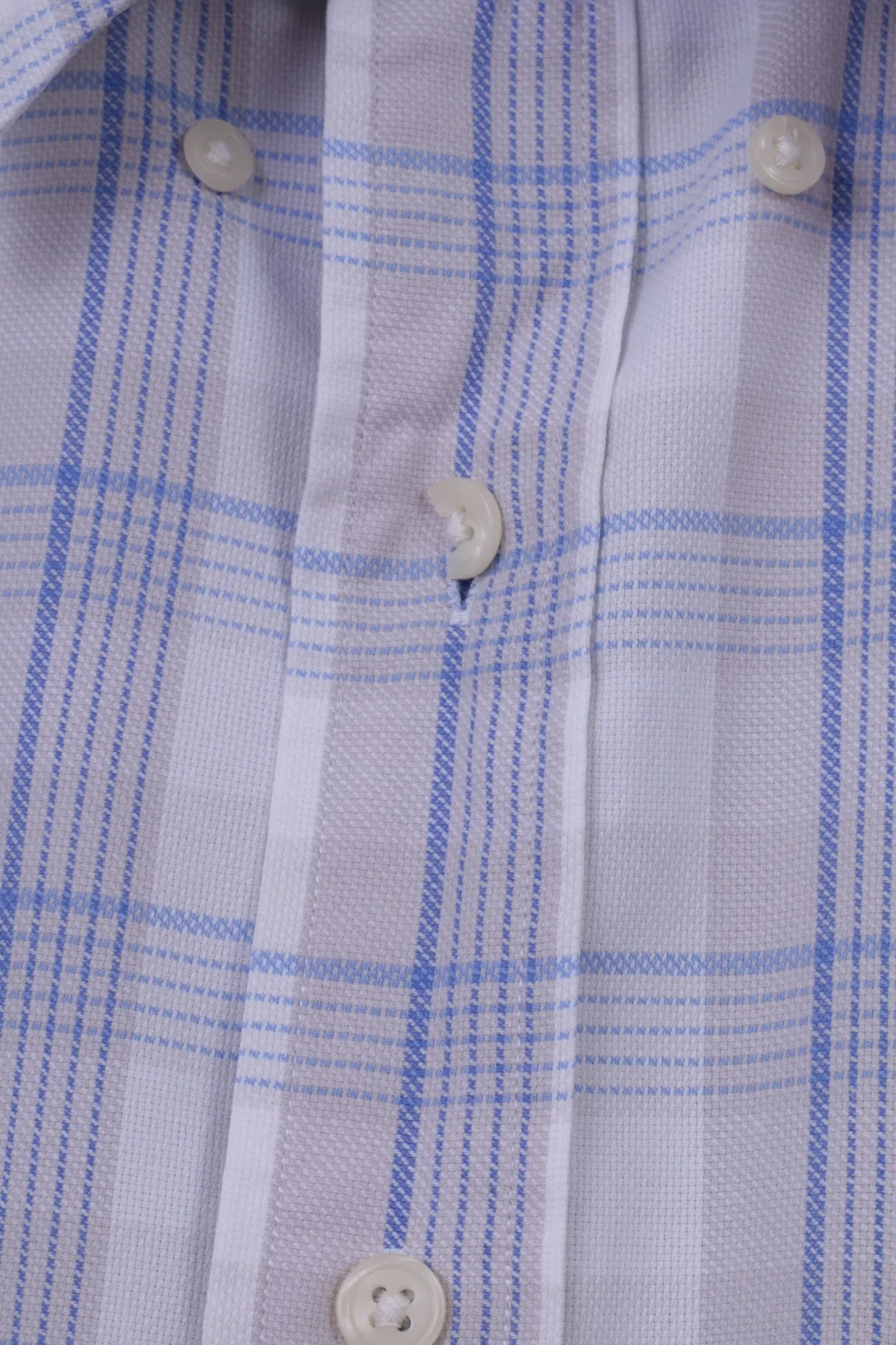 GANT Mens XL Casual Shirt Beige Check Cotton 50's Pique Long Sleeve Regular Fit