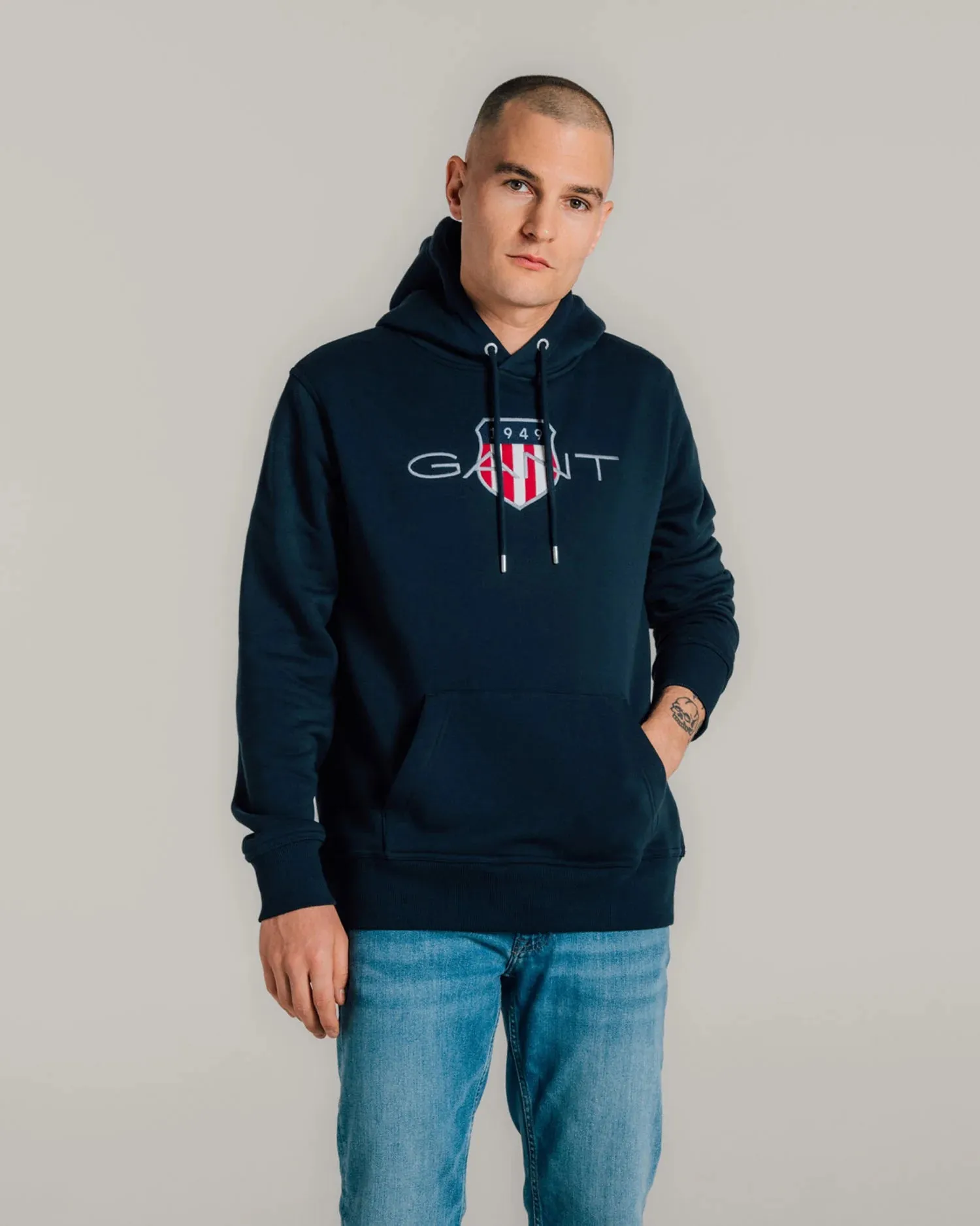 GANT - Shield Hoodie - Evening Blue