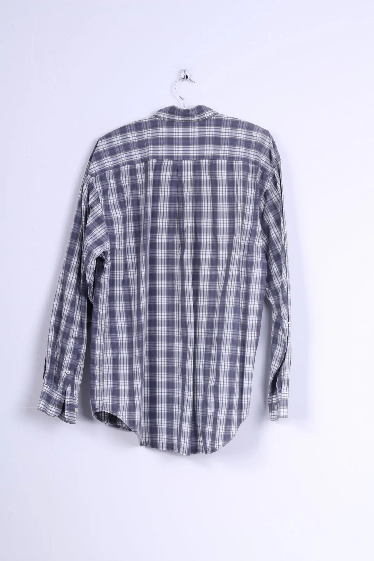 GAP Mens L Casual Shirt Cotton Green Checkered Long Sleeve Button Down Collar