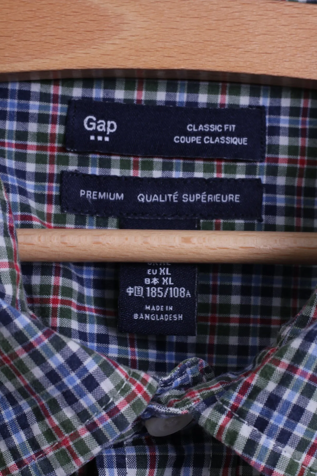GAP Mens XL Casual Shirt Cotton Blue Checkered Classic Fit Long Sleeve