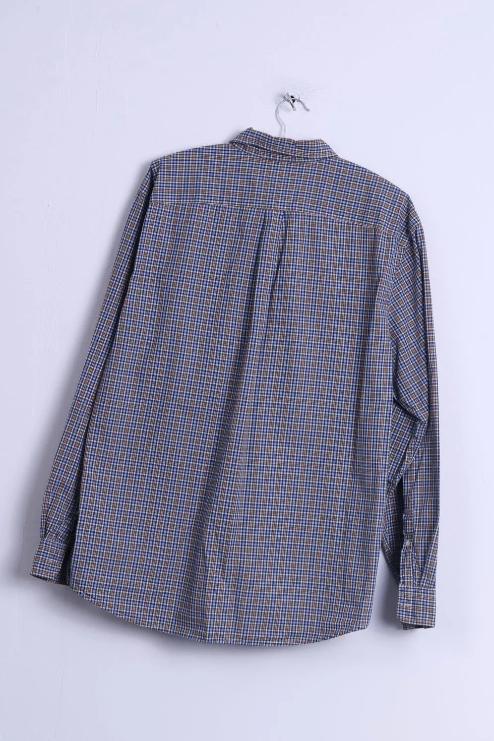 GAP Mens XL Casual Shirt Cotton Blue Checkered Classic Fit Long Sleeve