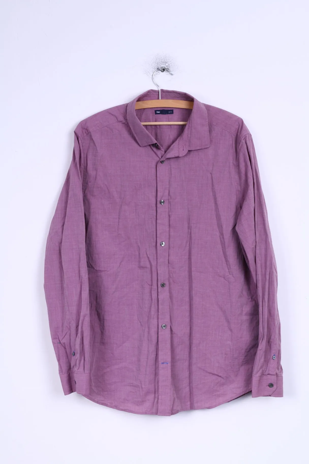Gap Mens XL Casual Shirt Cotton Violet Slim Fit Long Sleeve