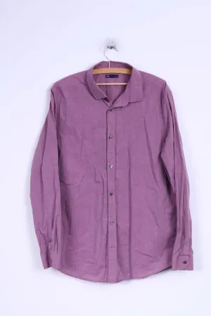 Gap Mens XL Casual Shirt Cotton Violet Slim Fit Long Sleeve