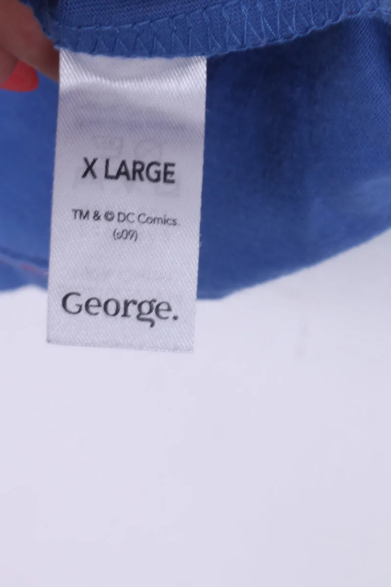 George Superman Mens XL T-Shirt Grapic Blue Tm&Dc Comics (s09) Short Sleeve Crew Neck
