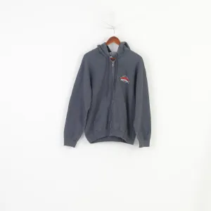 Gildan Heavy Cotton Men M Sweatshirt Hooded Elite Physique Grey Full Zipper Sportswear Top