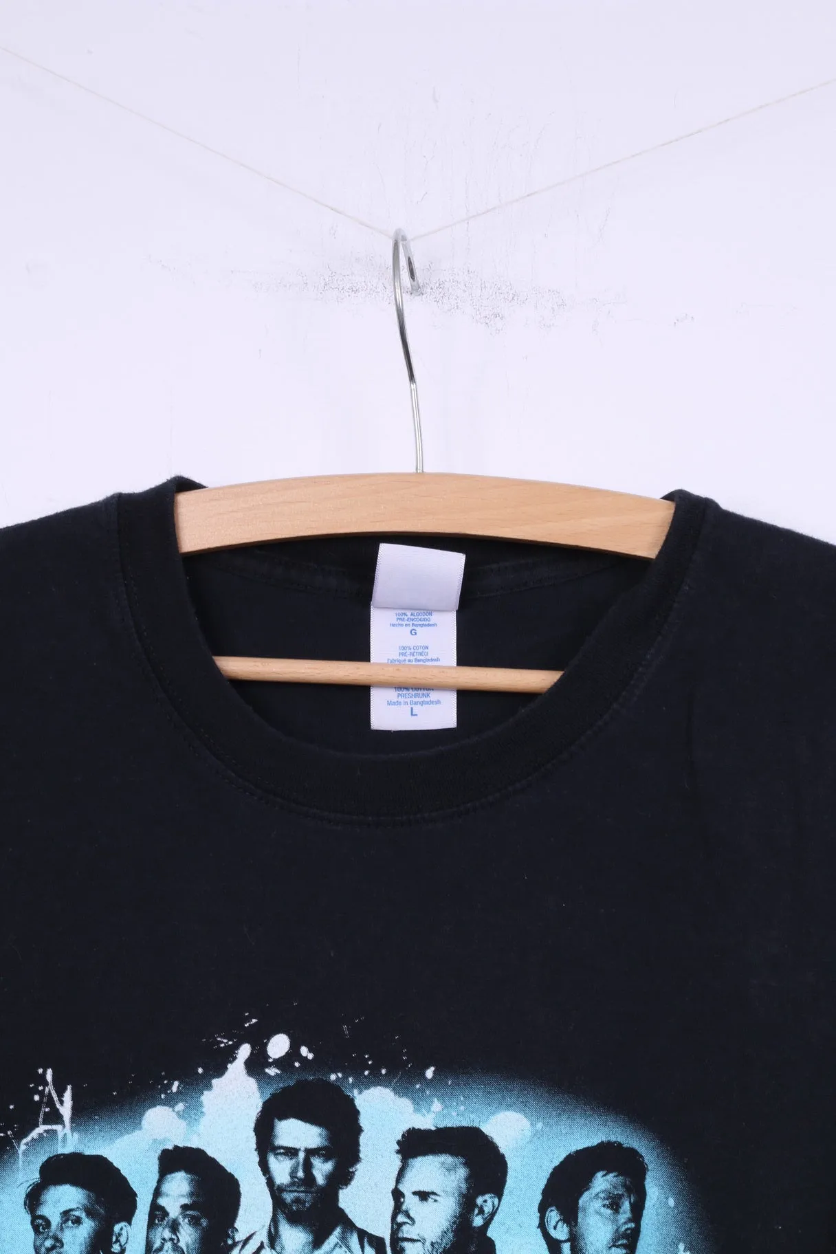 Gildan Mens L T-Shirt Black Cotton Graphic Take That 2011 Music Band Top