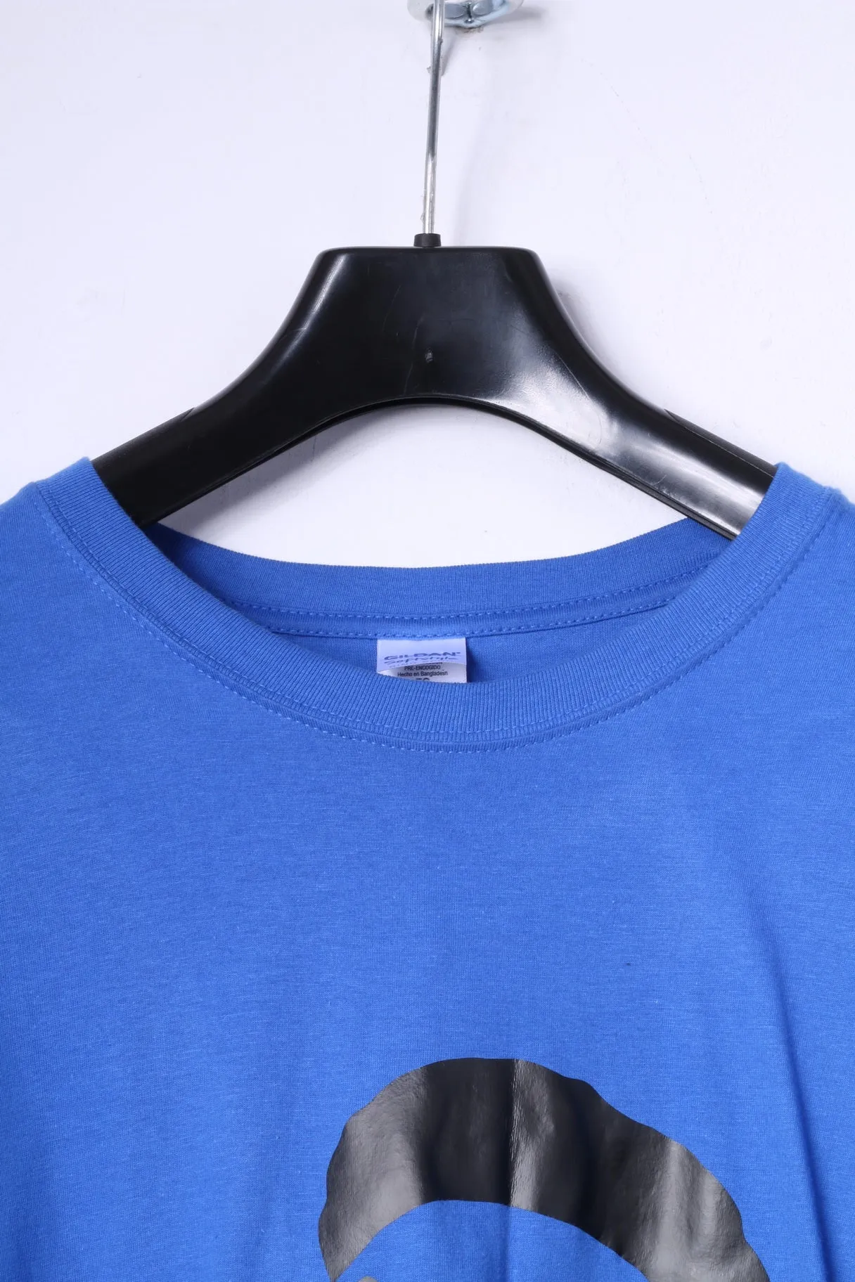 Gildan Mens XL T-Shirt Blue Cotton Classic Graphic Tee Crew Neck Top