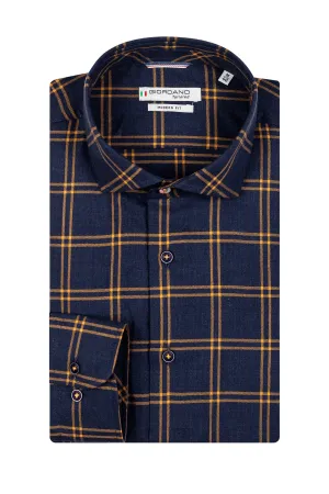 Giordano Long Sleeved Shirt Navy/Yellow Check