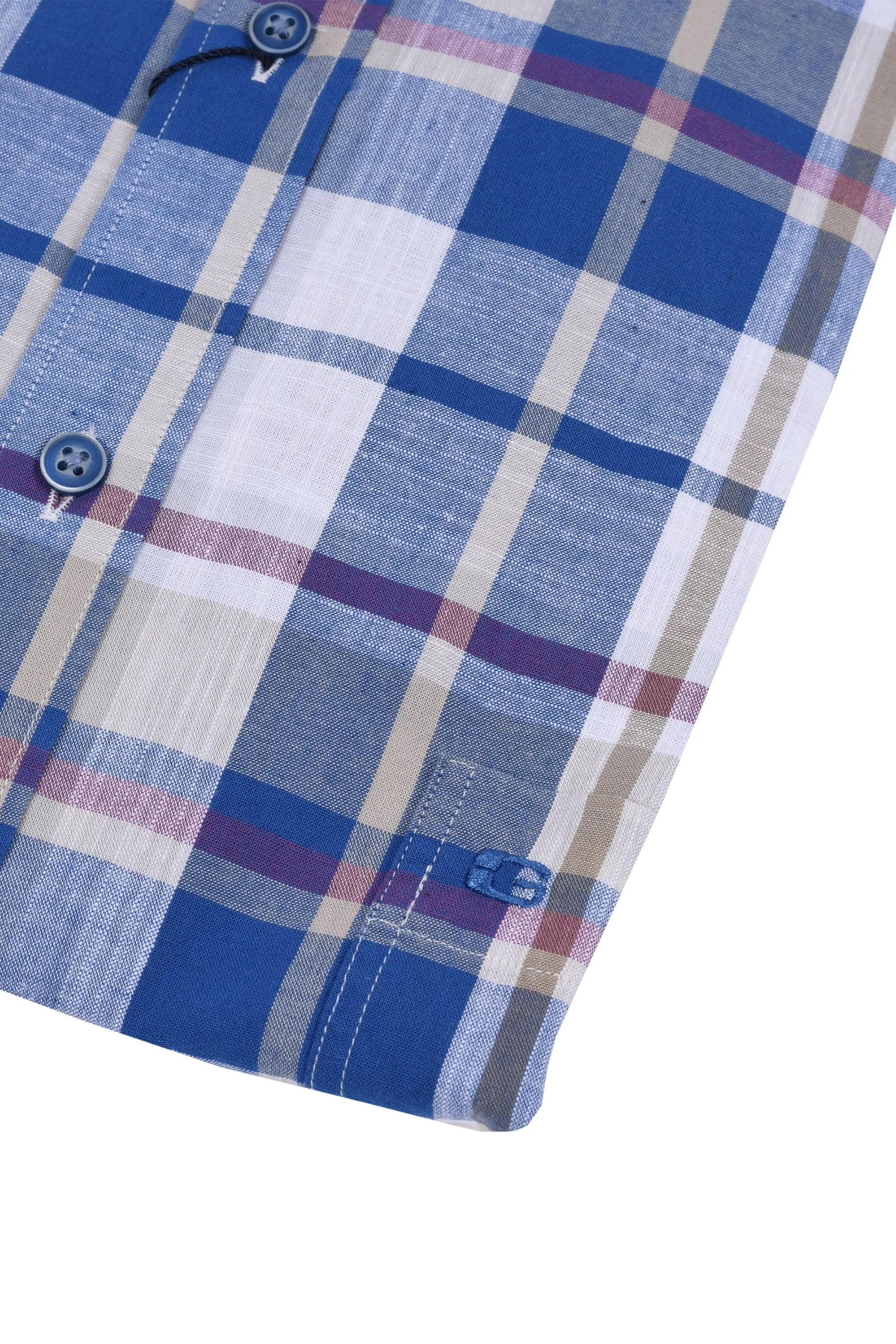 Giordano Regular Fit Short Sleeve Shirt Blue Stone Check