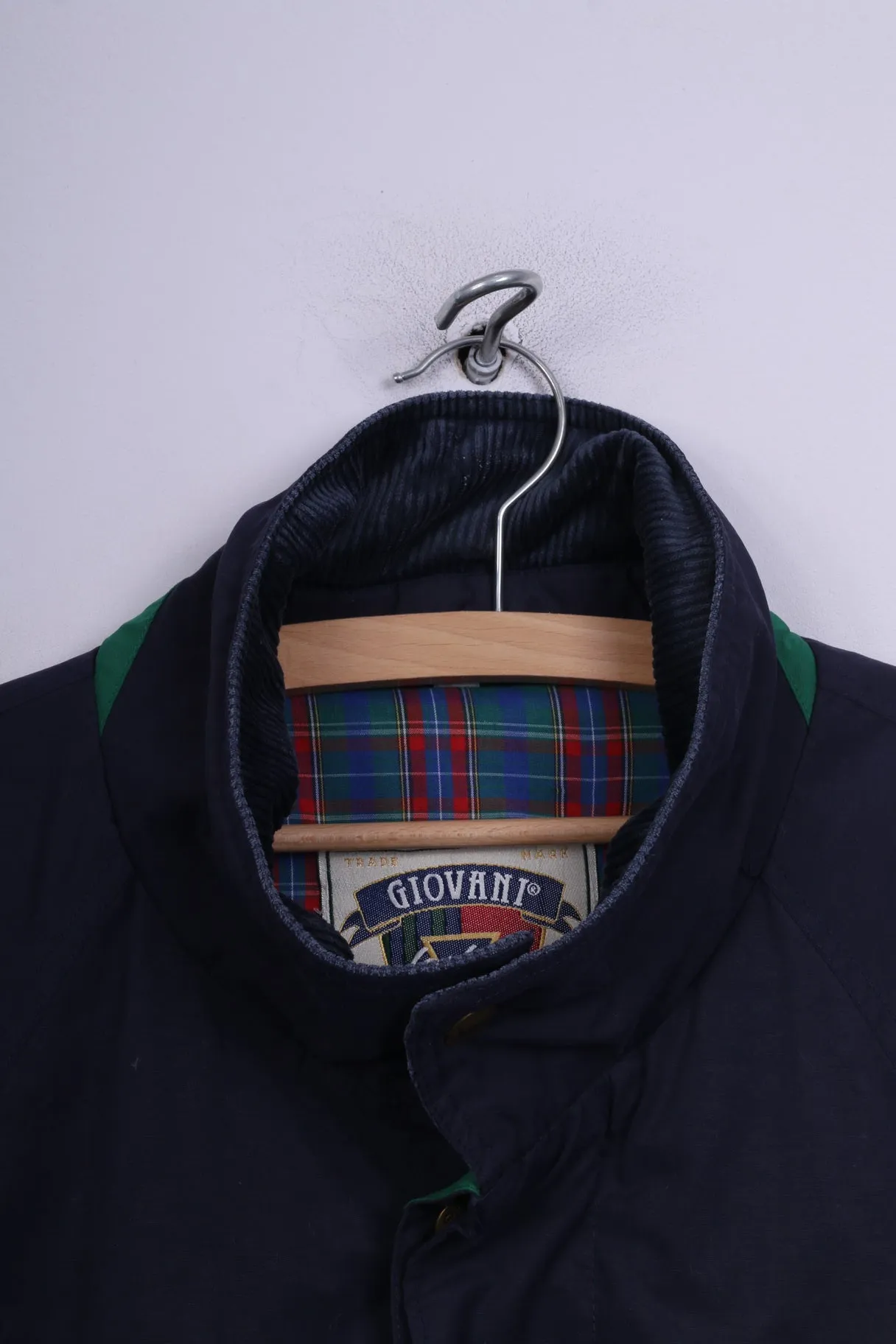 Giovanni Fashion Mens L Jacket Lightweight Cotton Navy Full Zipper Pocket Vintage