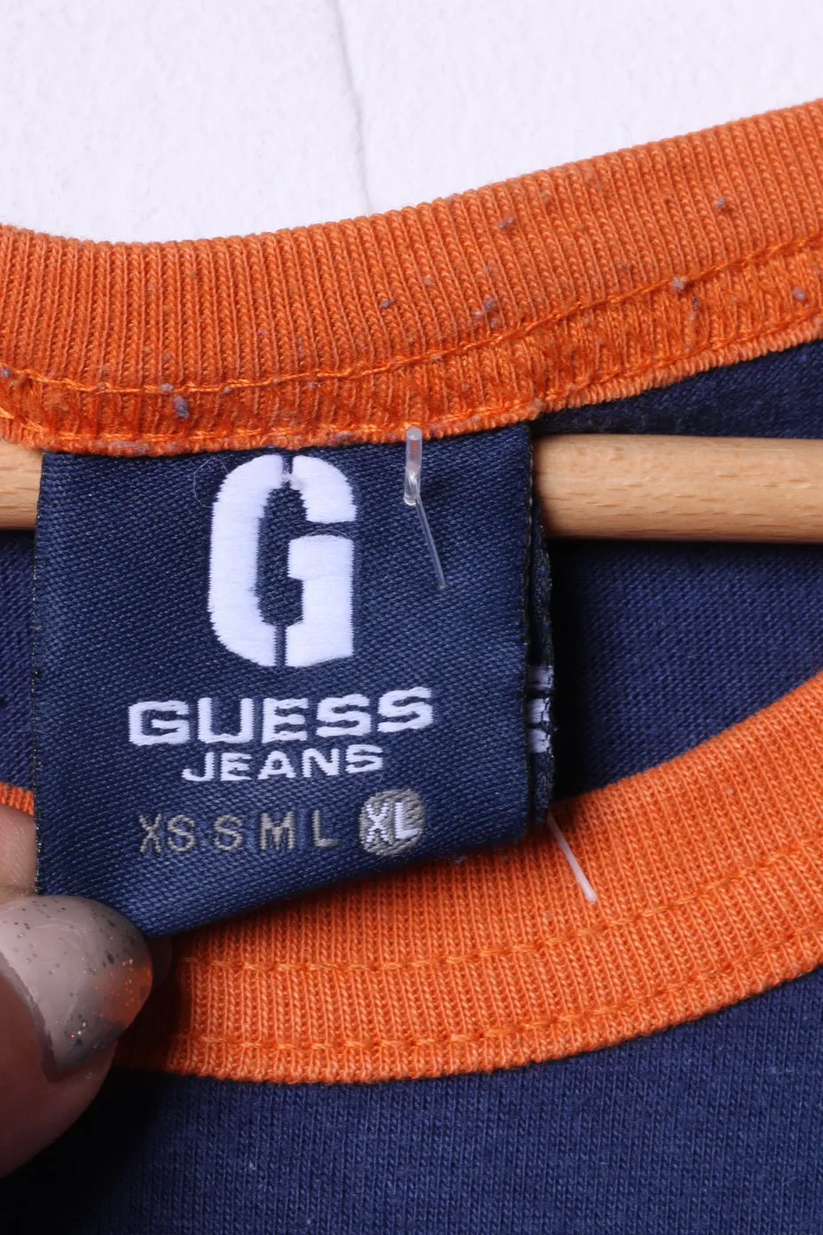 Guess Jeans Mens XL T- Shirt Graphic Navy Cotton #81 Retro Top