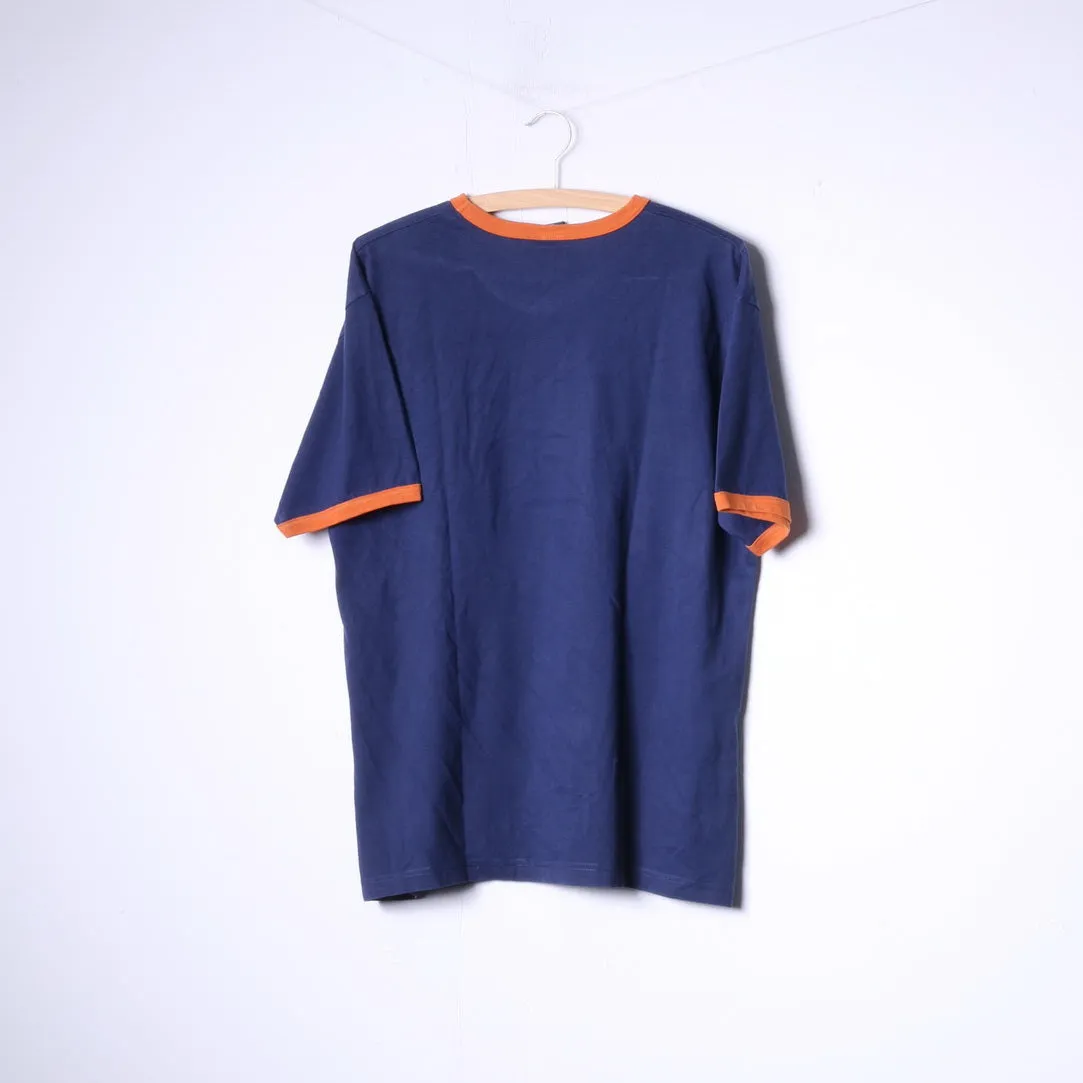 Guess Jeans Mens XL T- Shirt Graphic Navy Cotton #81 Retro Top