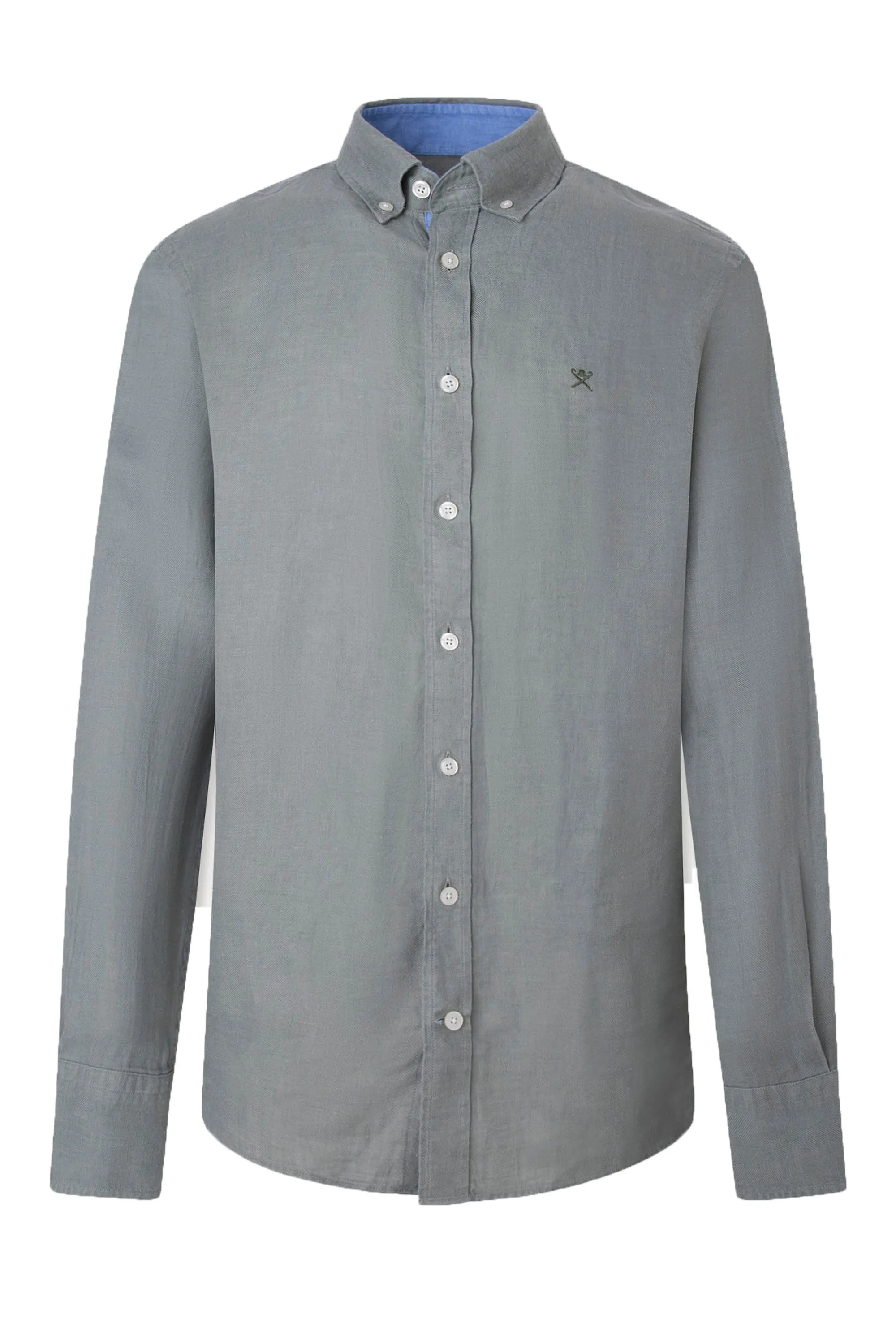 Hackett Long Sleeved Linen Shirt Green
