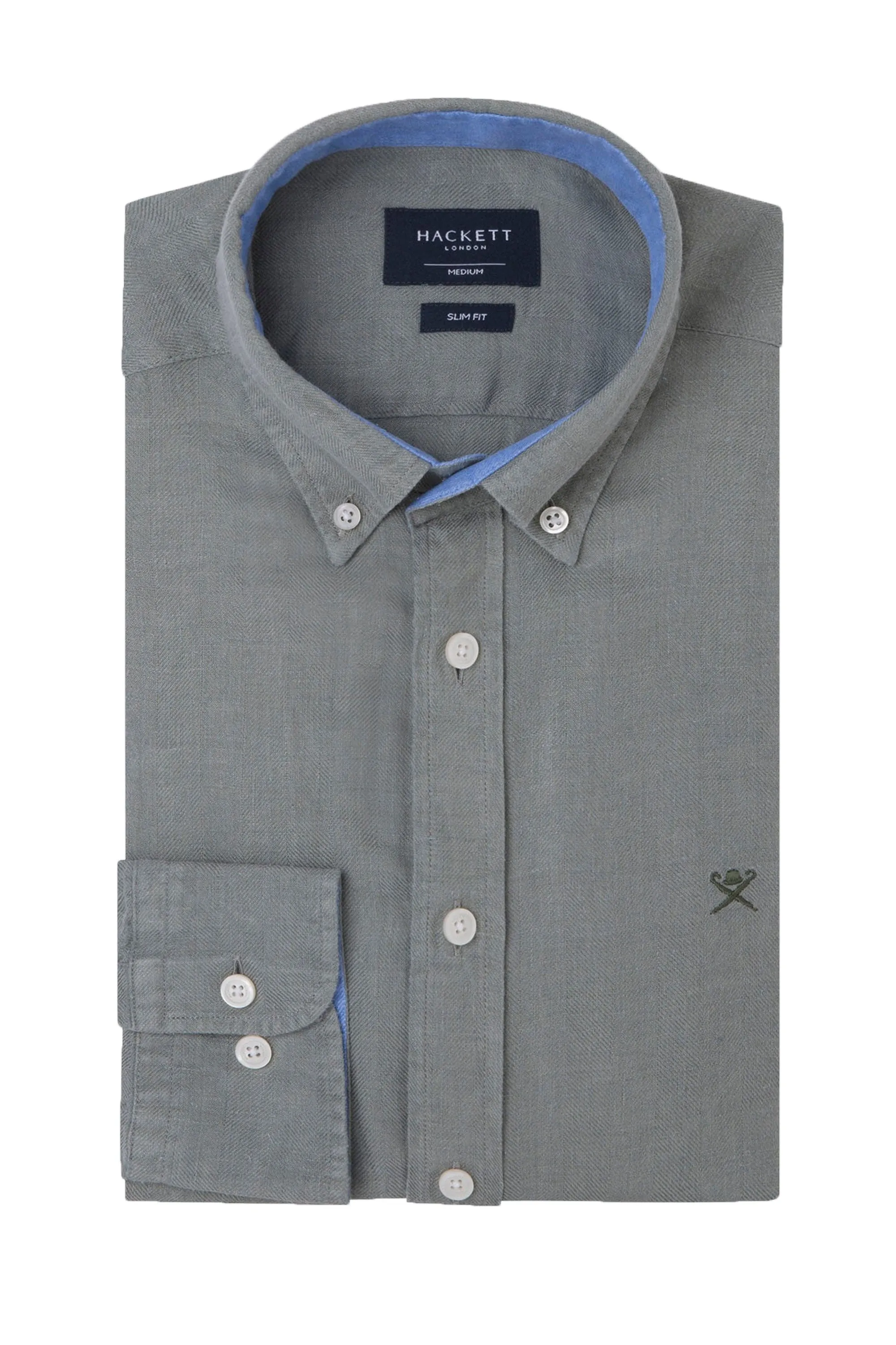 Hackett Long Sleeved Linen Shirt Green