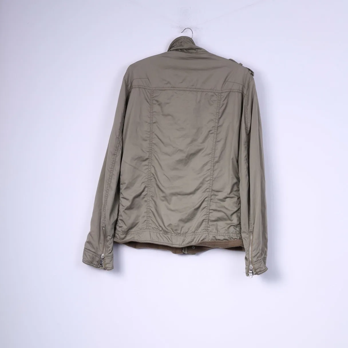 H&M Mens 52 M Jacket Greeen Lightweight Full Zipper Pockets Cotton Top