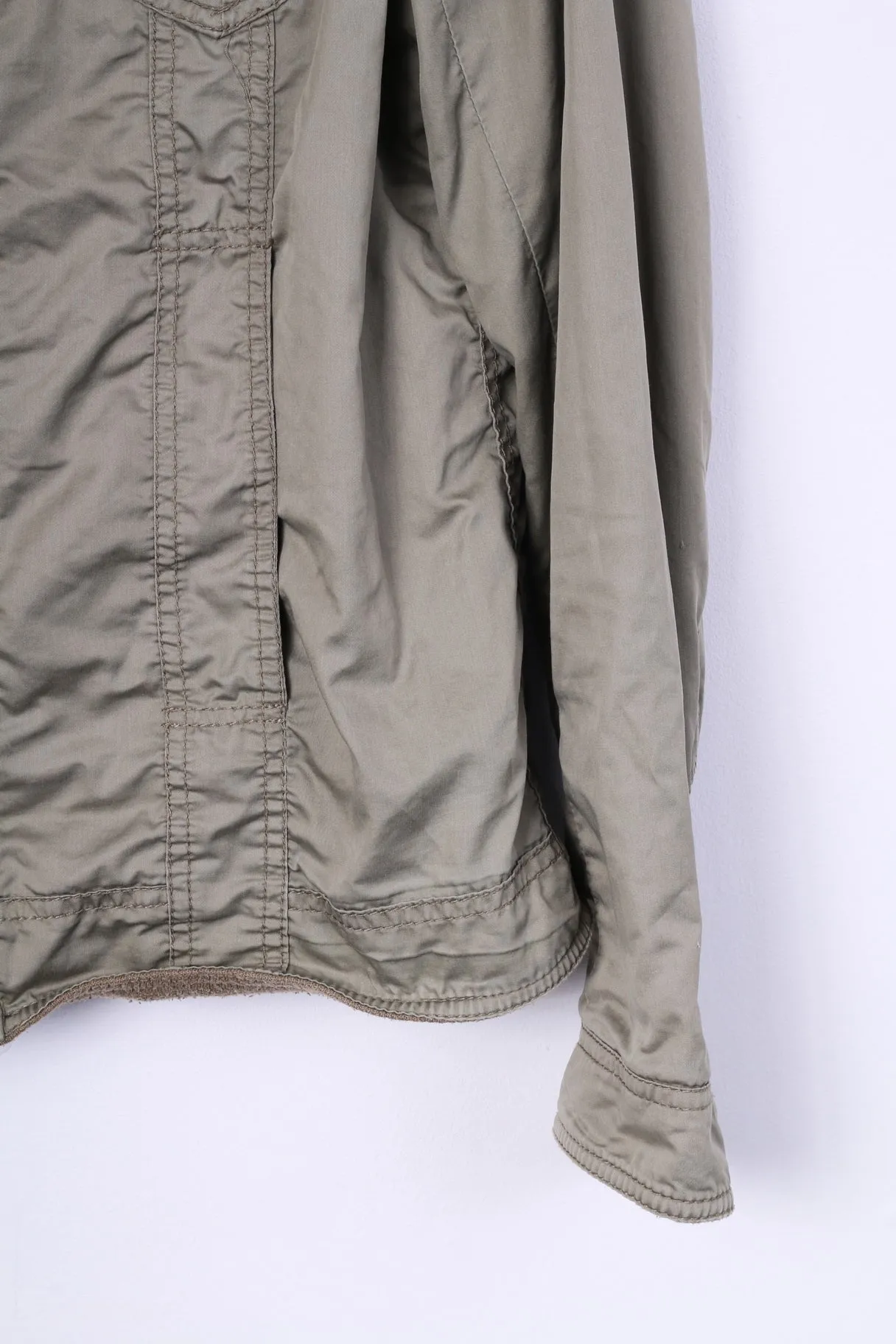H&M Mens 52 M Jacket Greeen Lightweight Full Zipper Pockets Cotton Top