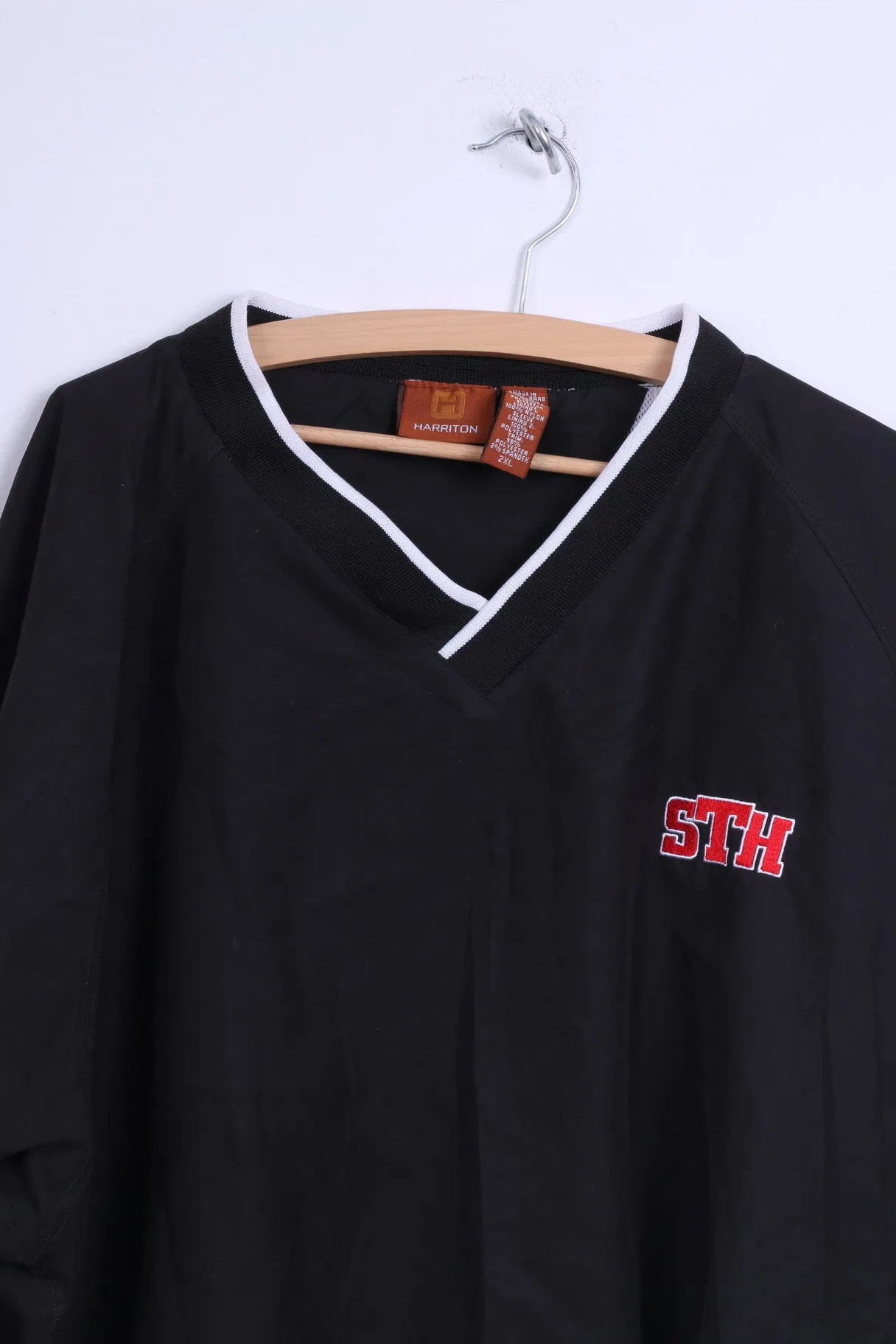 Harriton Mens XXL Pullover Jacket Black V Neck STH Lightweight Top