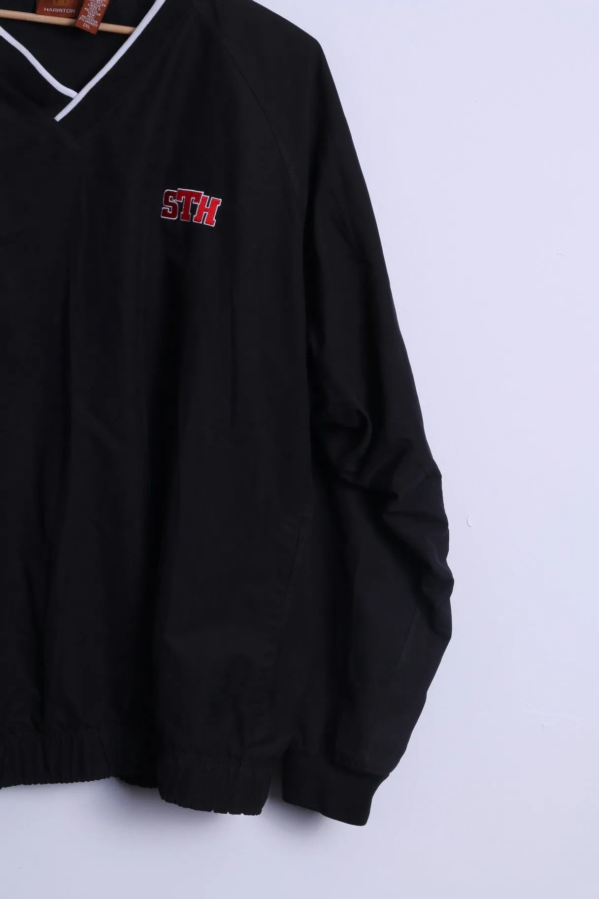 Harriton Mens XXL Pullover Jacket Black V Neck STH Lightweight Top