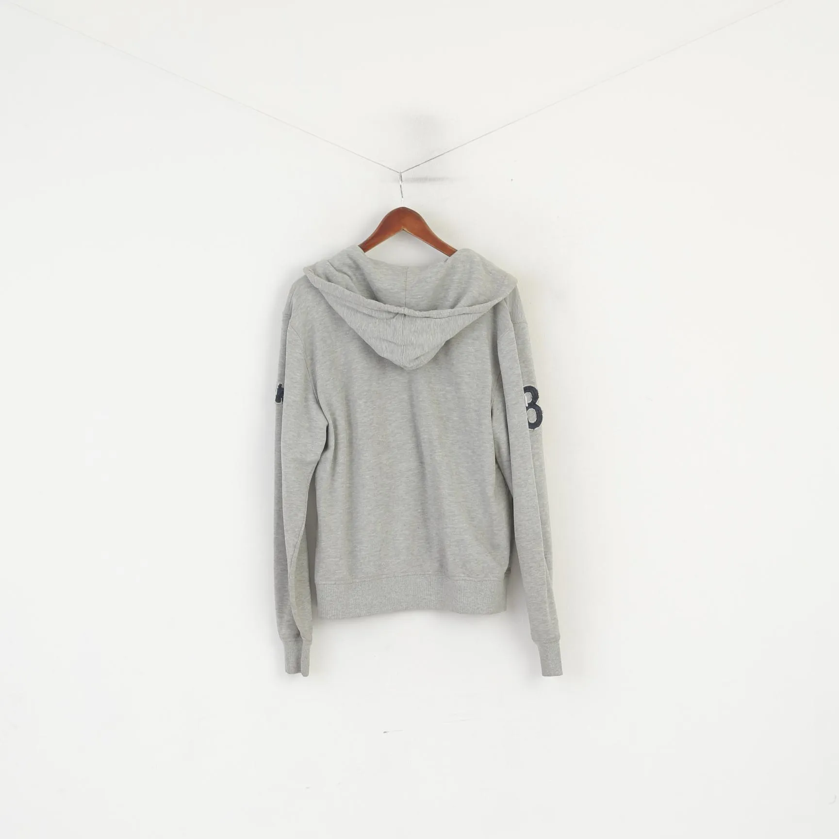 Helly Hansen Men L Sweatshirt Gray Cotton Vintage Full Zip Hooded Sportswear Top