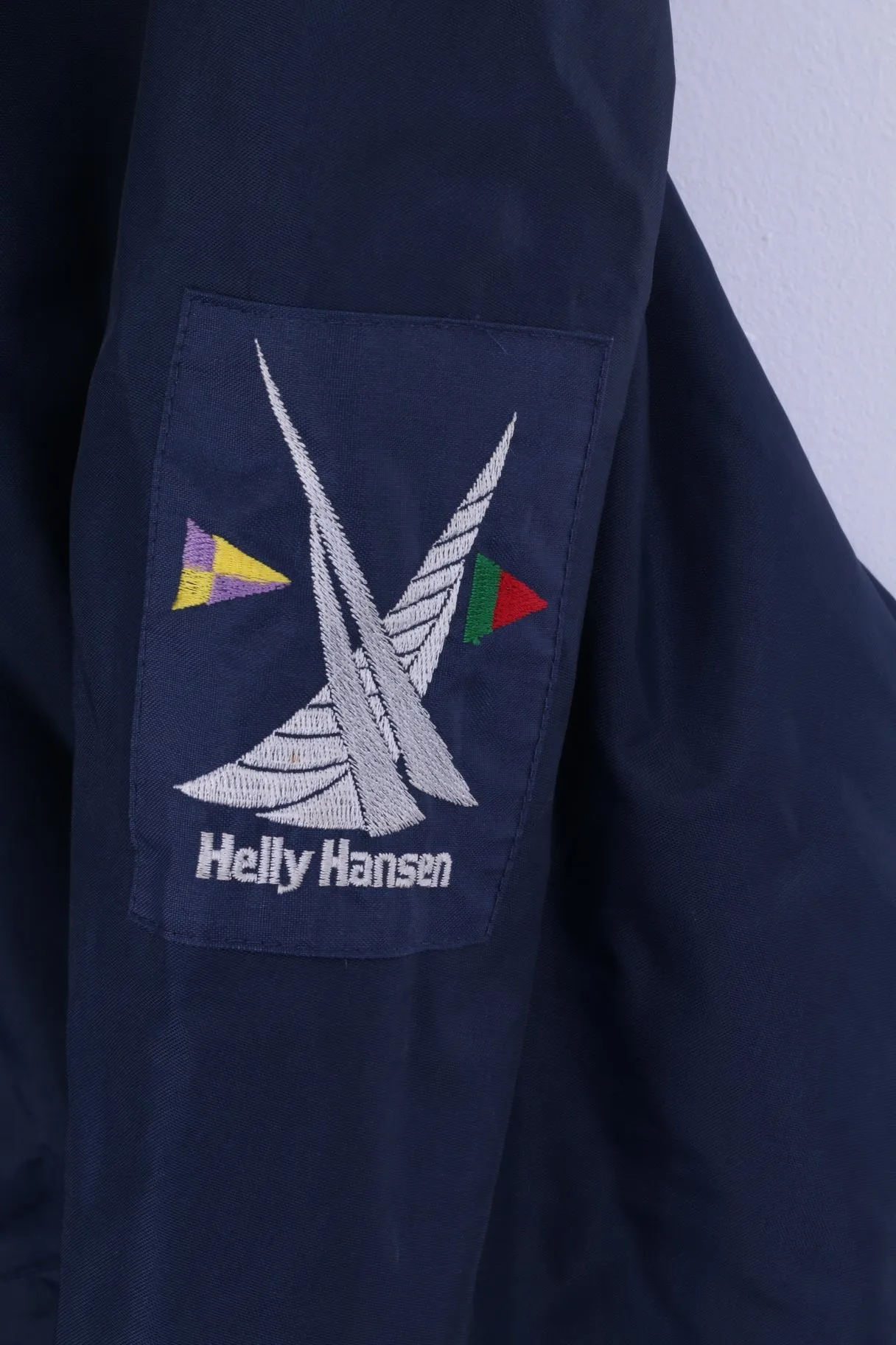 Helly Hansen Mens M Jacket Navy Green Sailing Hidden Hood Double Side