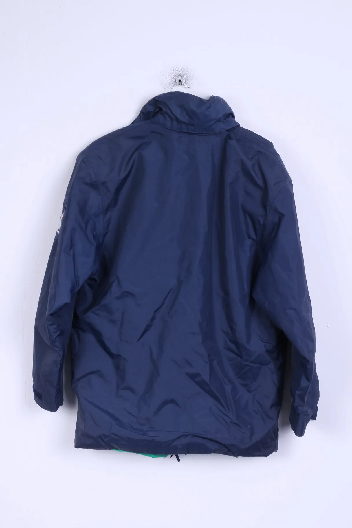 Helly Hansen Mens M Jacket Navy Green Sailing Hidden Hood Double Side