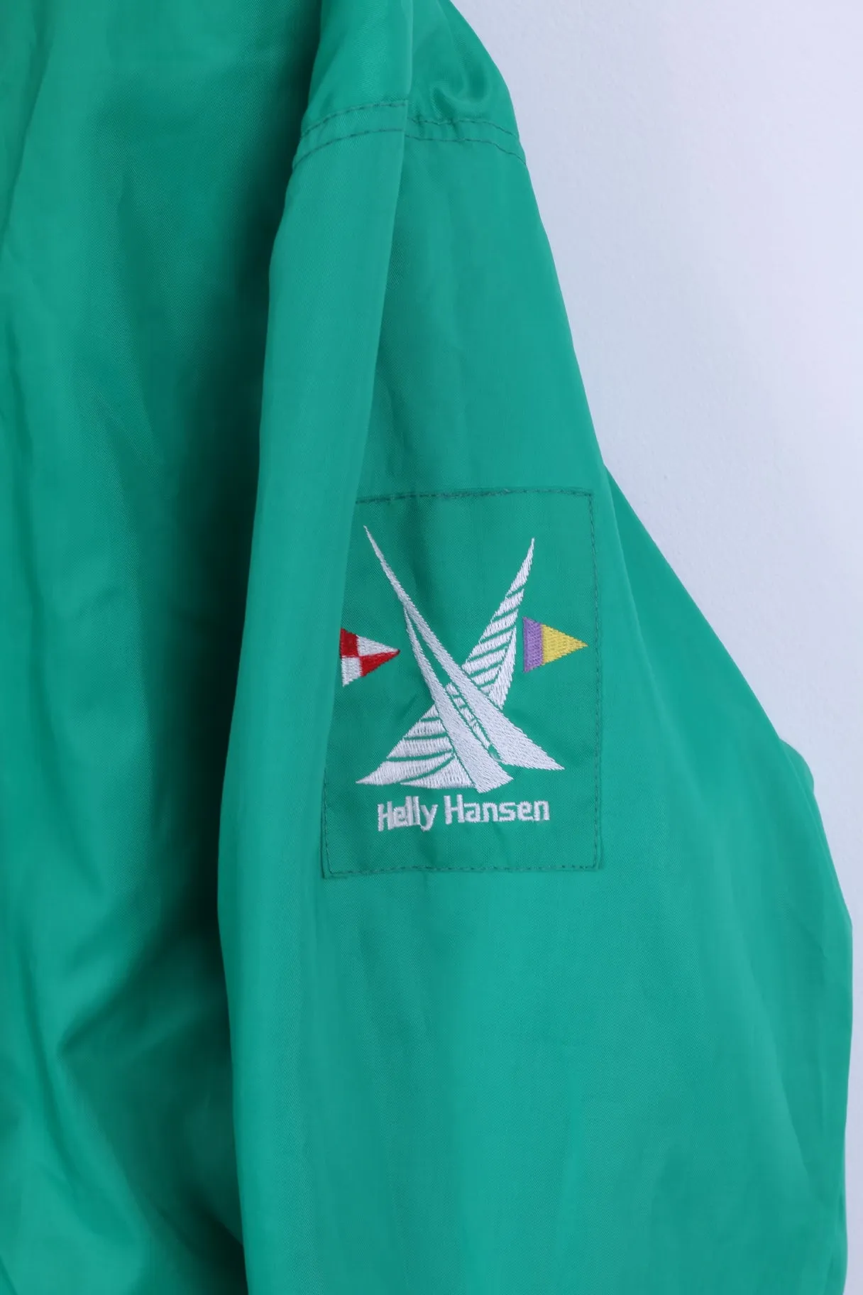 Helly Hansen Mens M Jacket Navy Green Sailing Hidden Hood Double Side