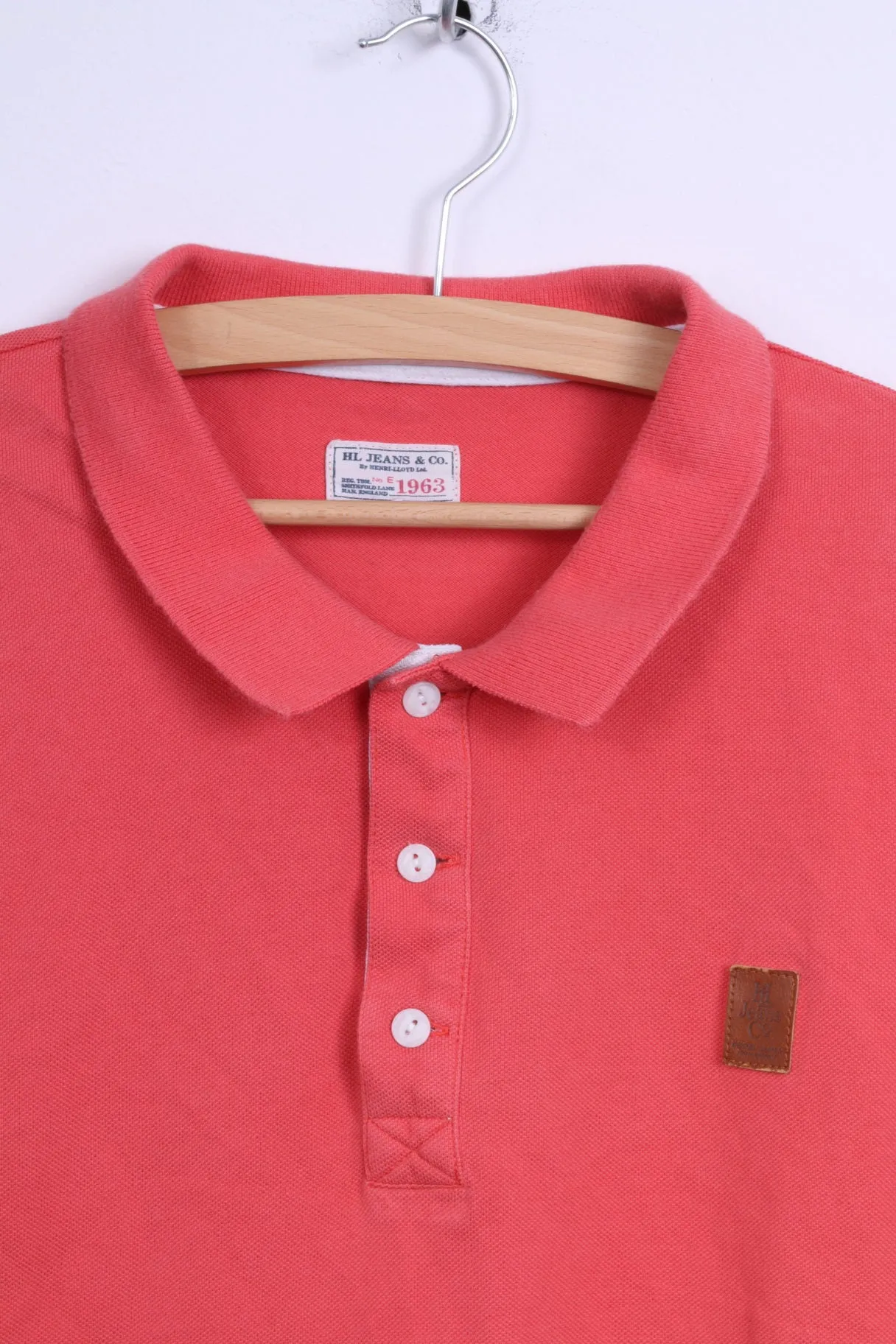 Henri Lloyd Jeans Mens L (M) Polo Shirt peach Cotton Slim Fit