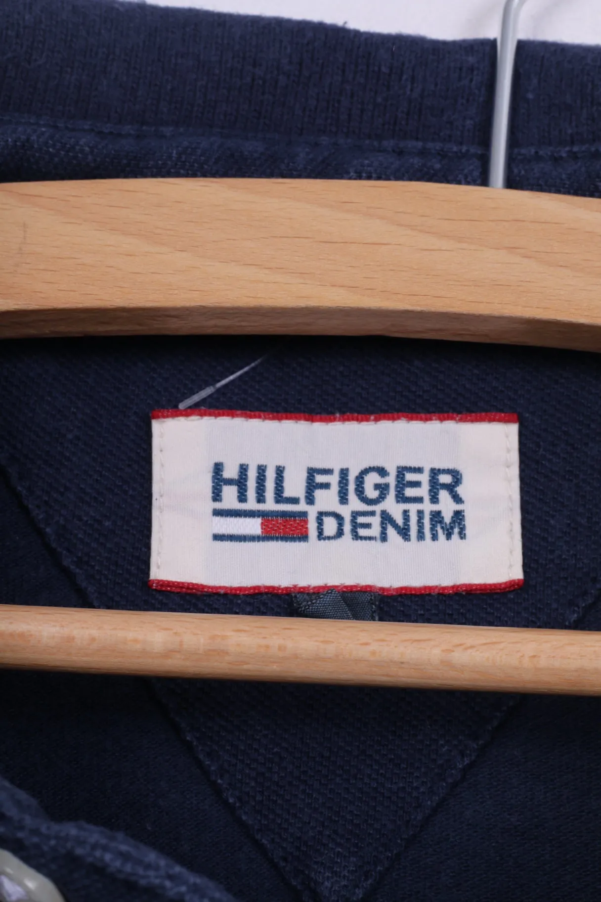 Hilfiger Denim Mens S Polo Shirt Navy Cotton Top Detailed Buttons #8