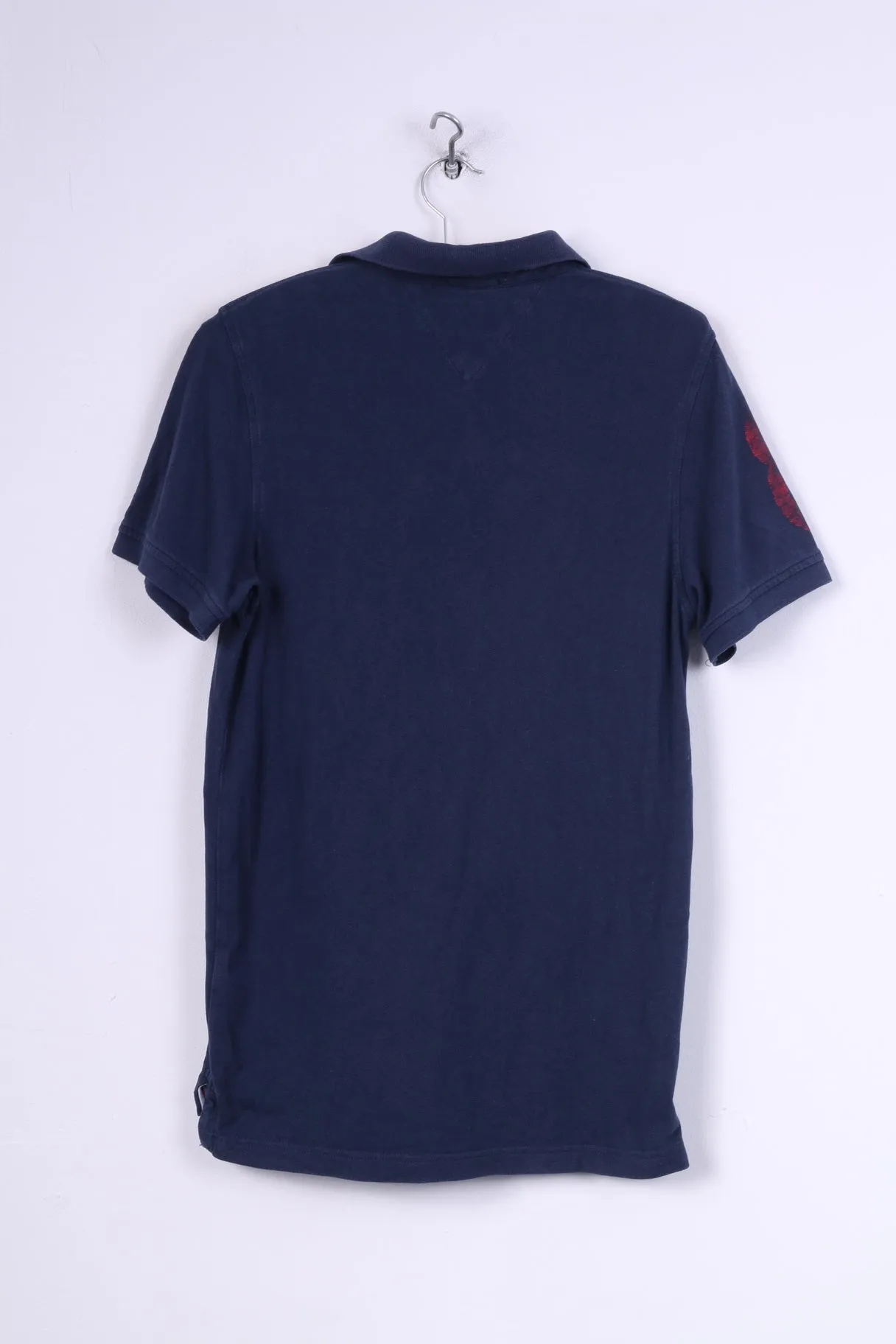 Hilfiger Denim Mens S Polo Shirt Navy Cotton Top Detailed Buttons #8
