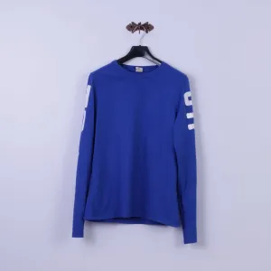 Hollister California Mens XL Long Sleeved Shirt Blue Cotton Stretch Henley Top