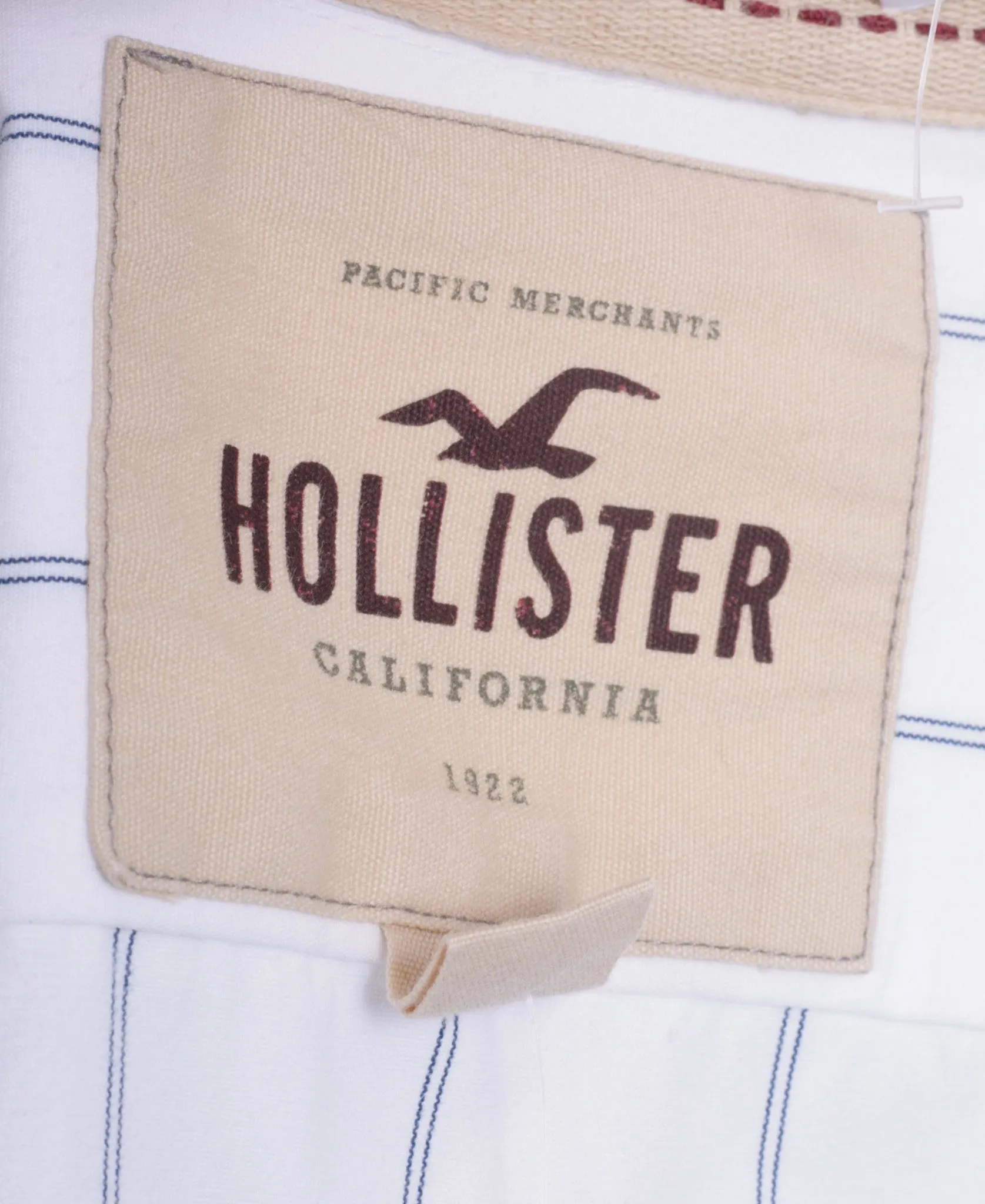 Hollister Mens M Casual Shirt White Striped Cotton Long Sleeve