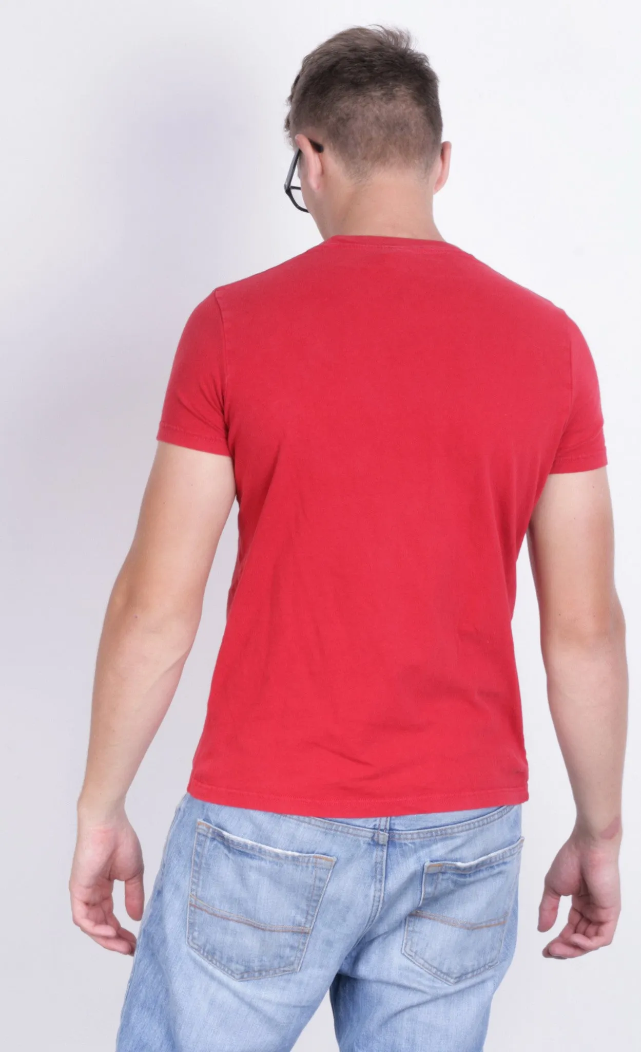 Hollister Mens M T-Shirt Crew Neck Red Short Sleeve Cotton Sport Surf