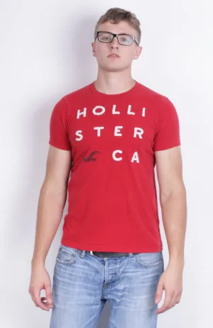 Hollister Mens M T-Shirt Crew Neck Red Short Sleeve Cotton Sport Surf