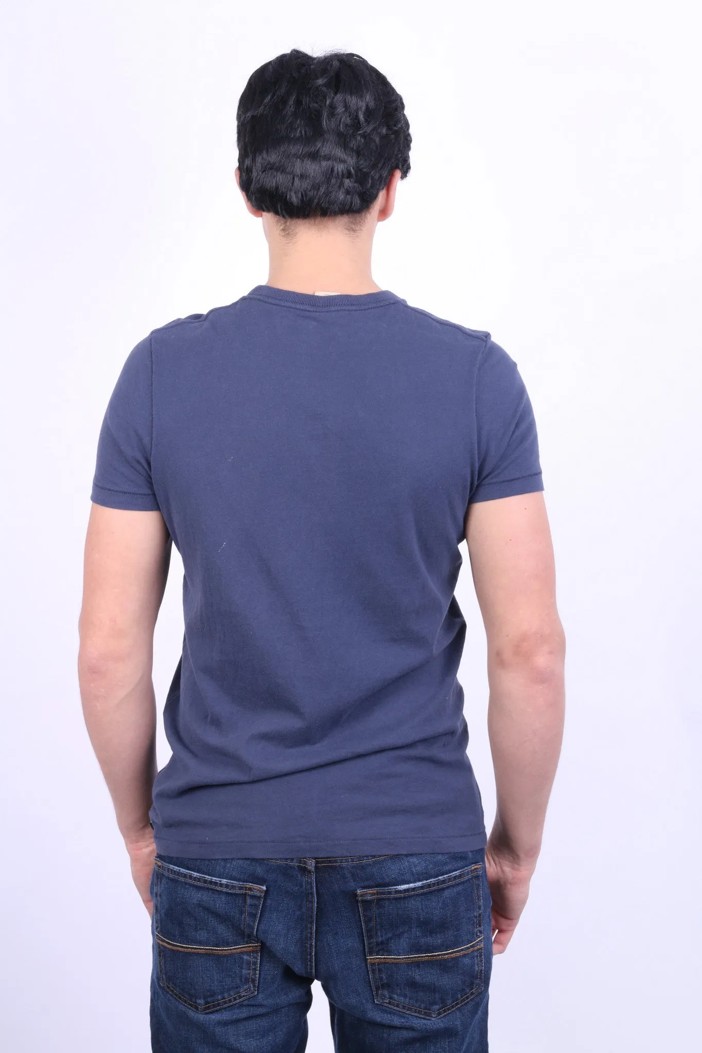 Hollister Pacific Mens M Shirt Navy Blue Short Sleeve Summer Cotton