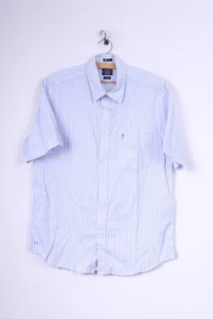 Indian Terrain Mens M (S) Casual Shirt Short Sleeve Striped Premium 60's Custom Fit