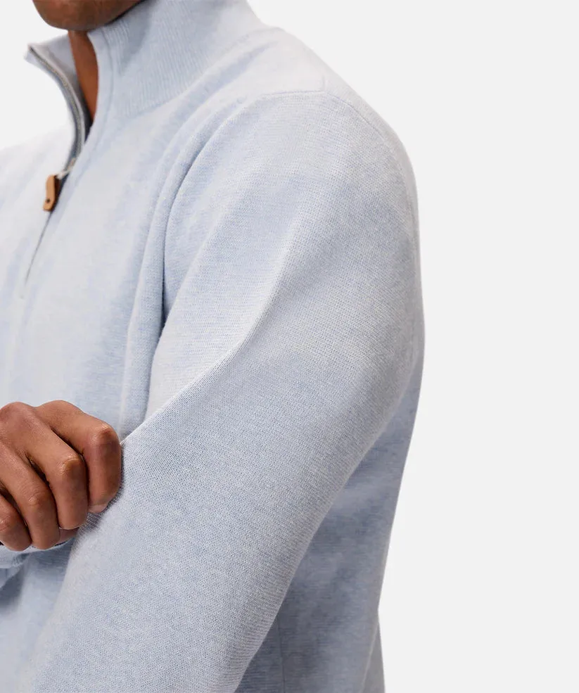 Industrie - The Lakewood Zip Neck Jumper - Light Blue Marle