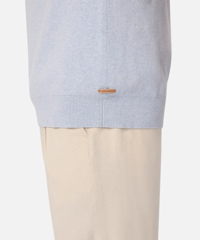 Industrie - The Lakewood Zip Neck Jumper - Light Blue Marle