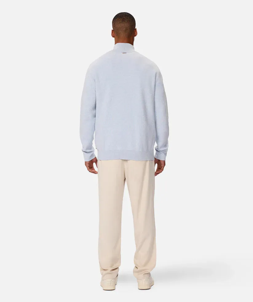 Industrie - The Lakewood Zip Neck Jumper - Light Blue Marle