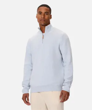Industrie - The Lakewood Zip Neck Jumper - Light Blue Marle