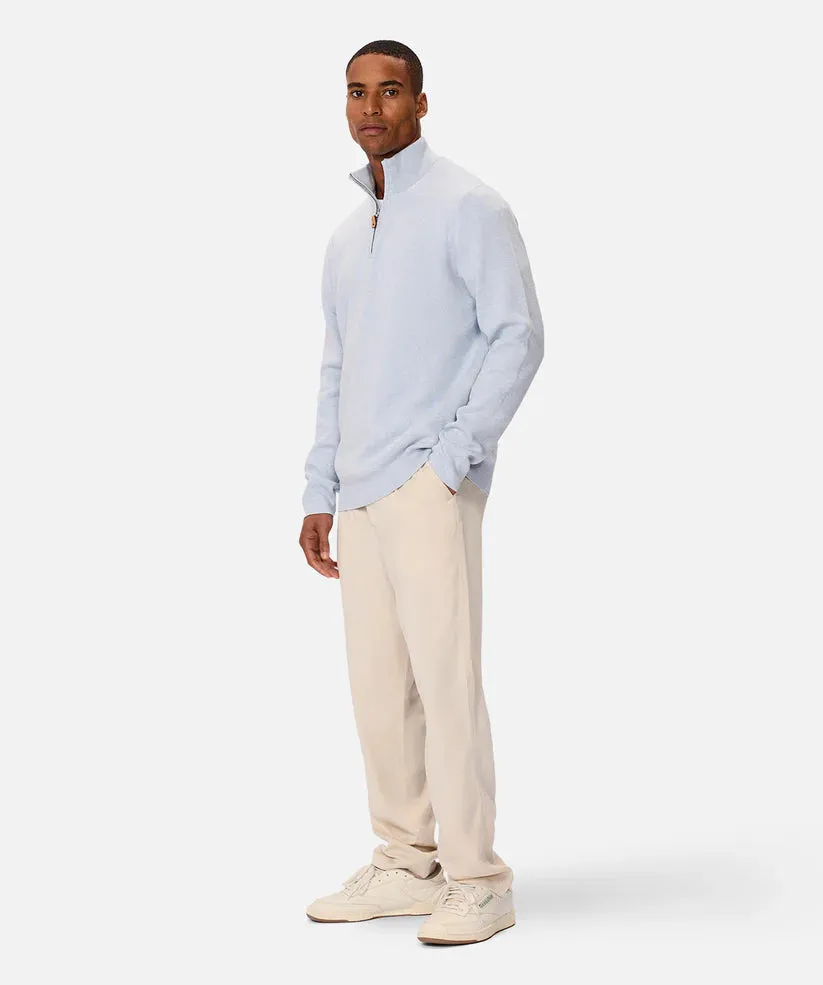 Industrie - The Lakewood Zip Neck Jumper - Light Blue Marle