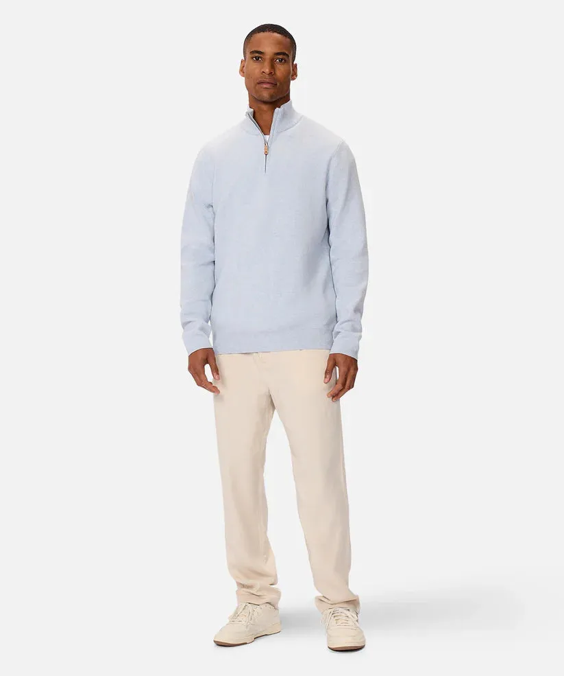 Industrie - The Lakewood Zip Neck Jumper - Light Blue Marle