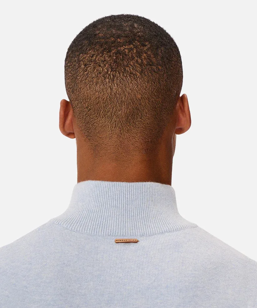 Industrie - The Lakewood Zip Neck Jumper - Light Blue Marle