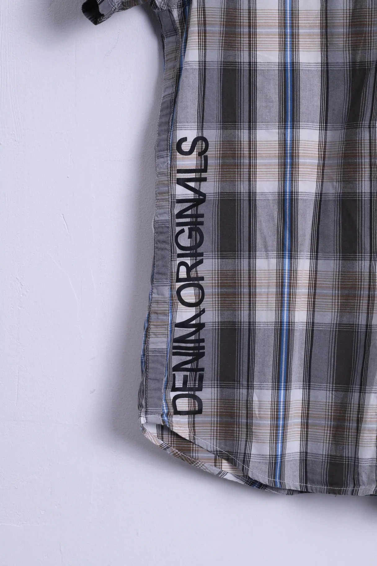 Jack & Jones Mens M (S) Casual Shirt Cotton Brown Checkered Terry Style