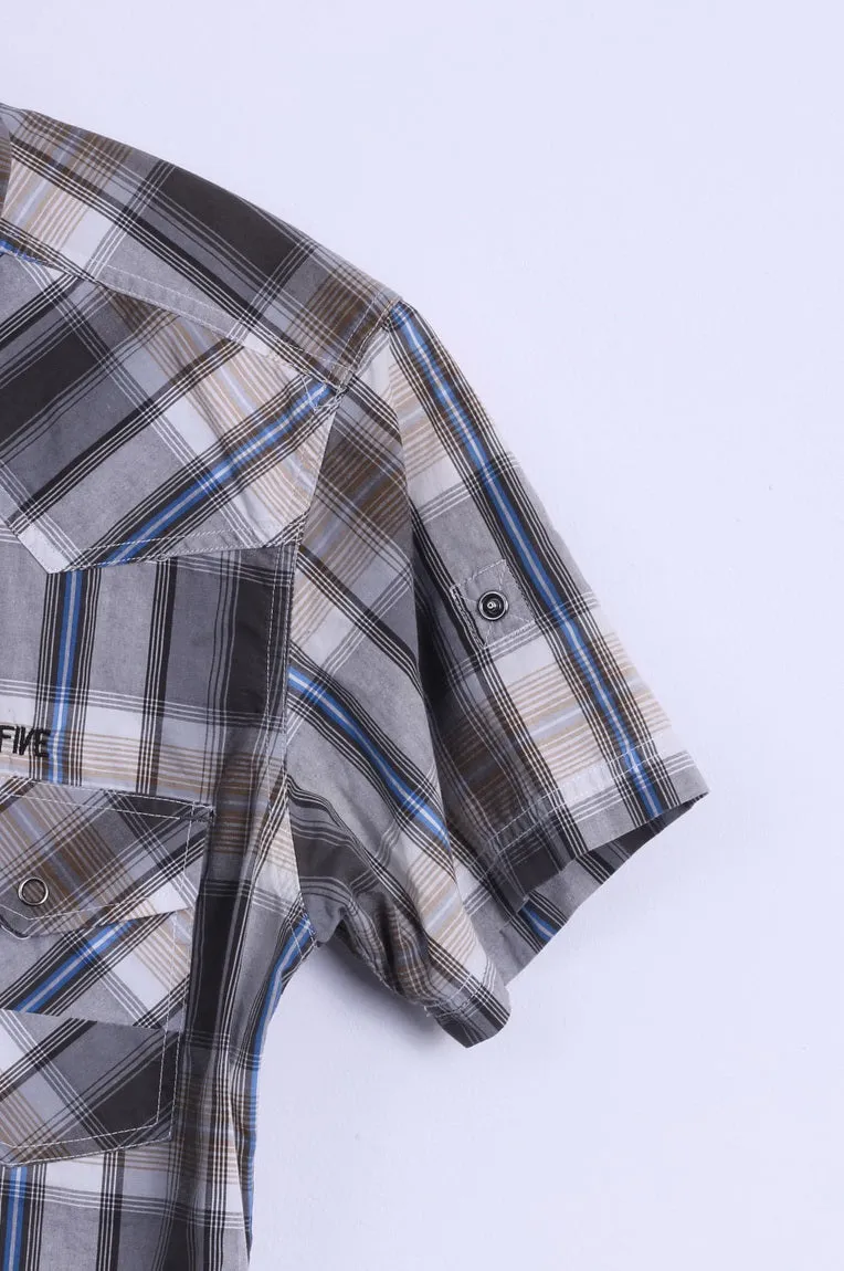 Jack & Jones Mens M (S) Casual Shirt Cotton Brown Checkered Terry Style