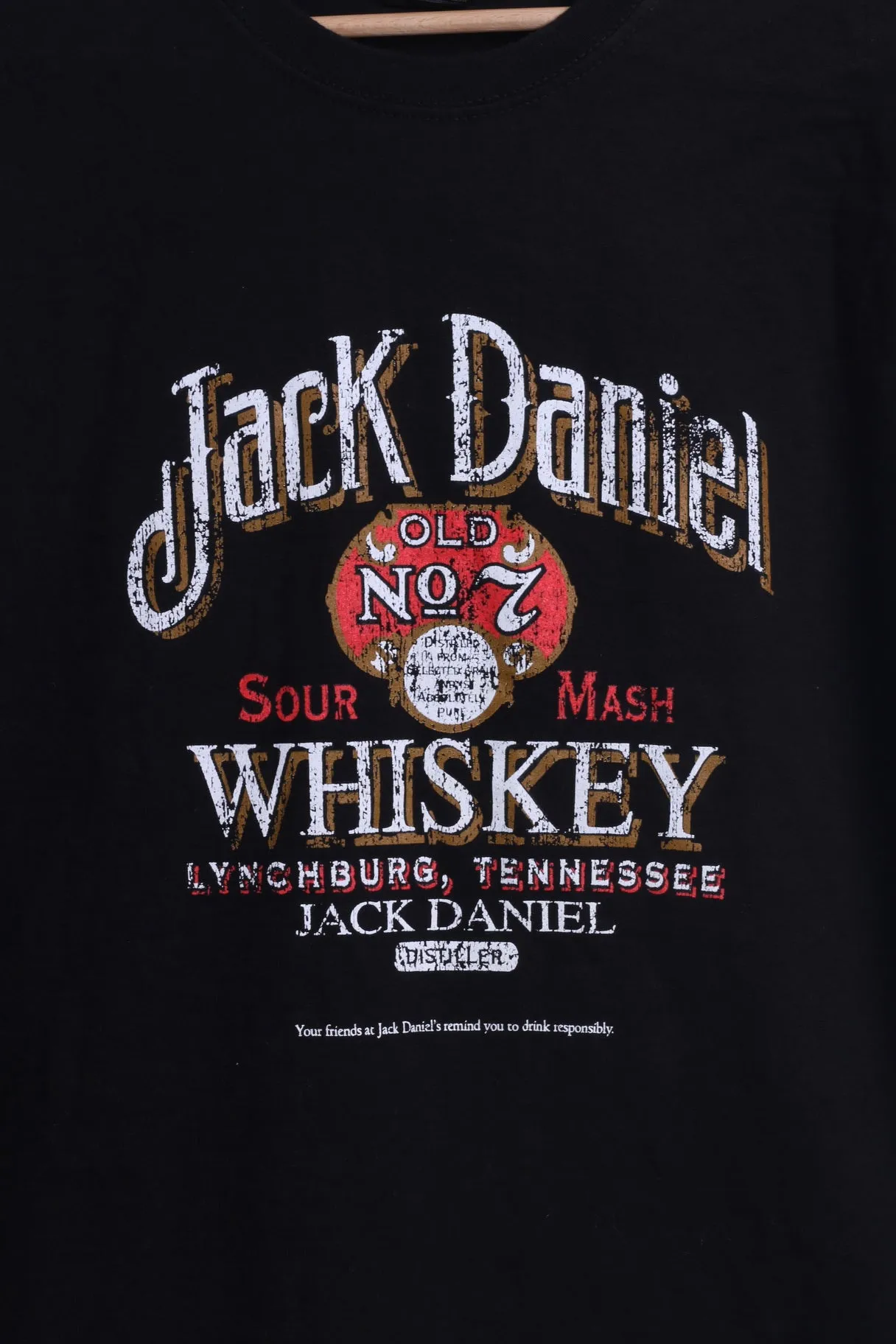 Jack Daniel's Mens M T- Shirt Black Cotton Crew Neck Graphic Whiskey