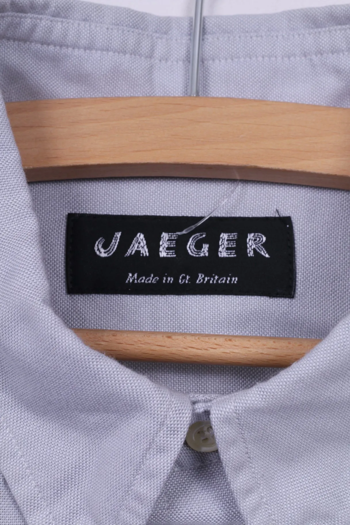 Jaeger Mens L Casual Shirt Blue Button Down Collar Long Sleeve