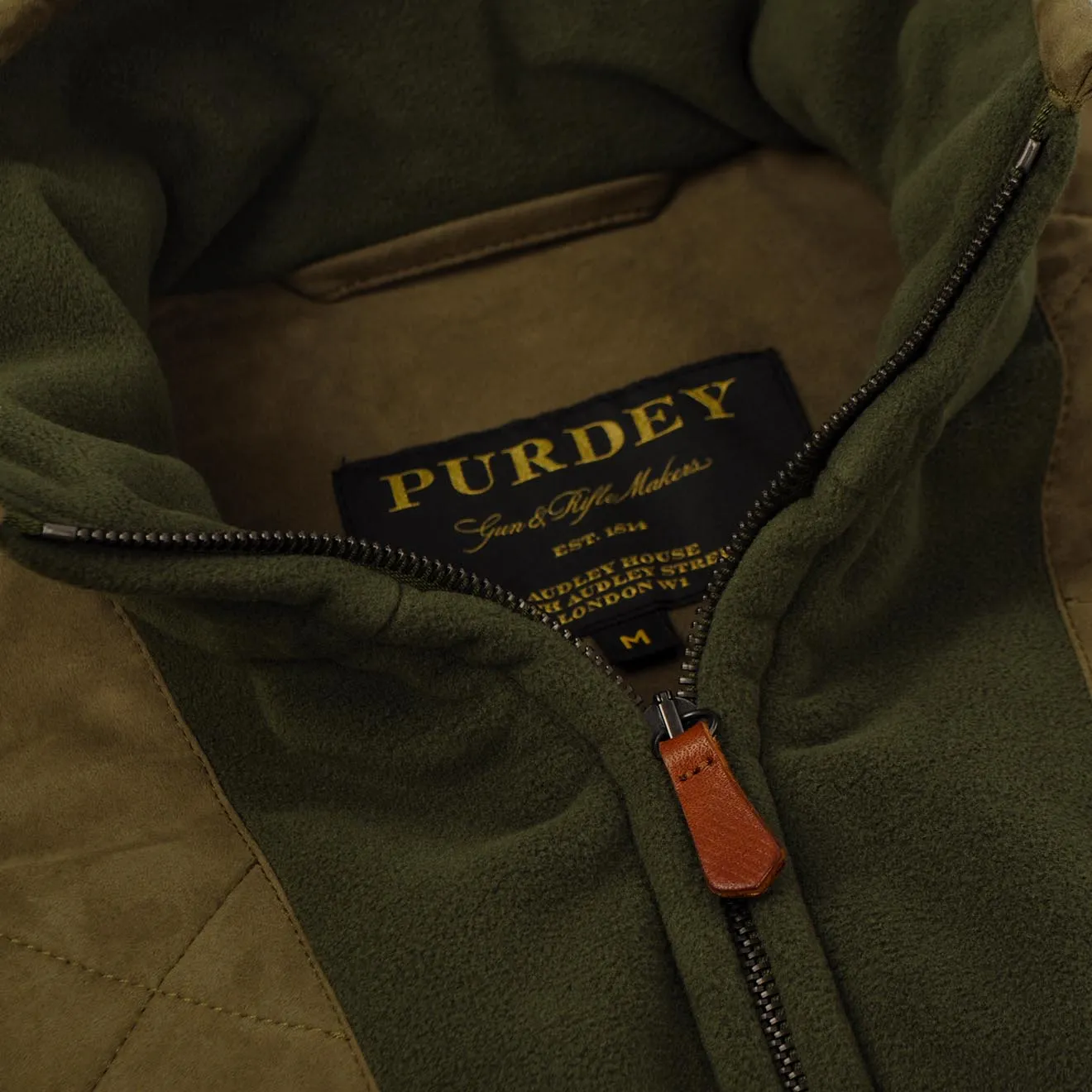 James Purdey Shetland Shooting Fleece Jacket Khaki Green